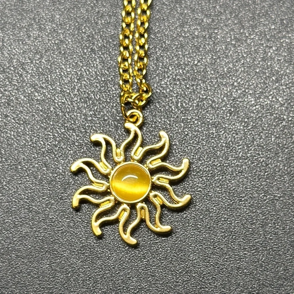 Gold Sun Pendant Necklace